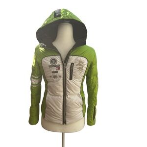 Bogner Designer child girls size Large 600 down/feather green jacket embroidered